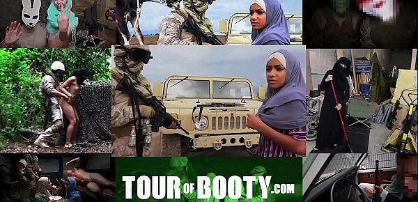  TOUR OF BOOTY - Muslim Woman Sweeping Floor Gets Noticed By Horny American Soldier